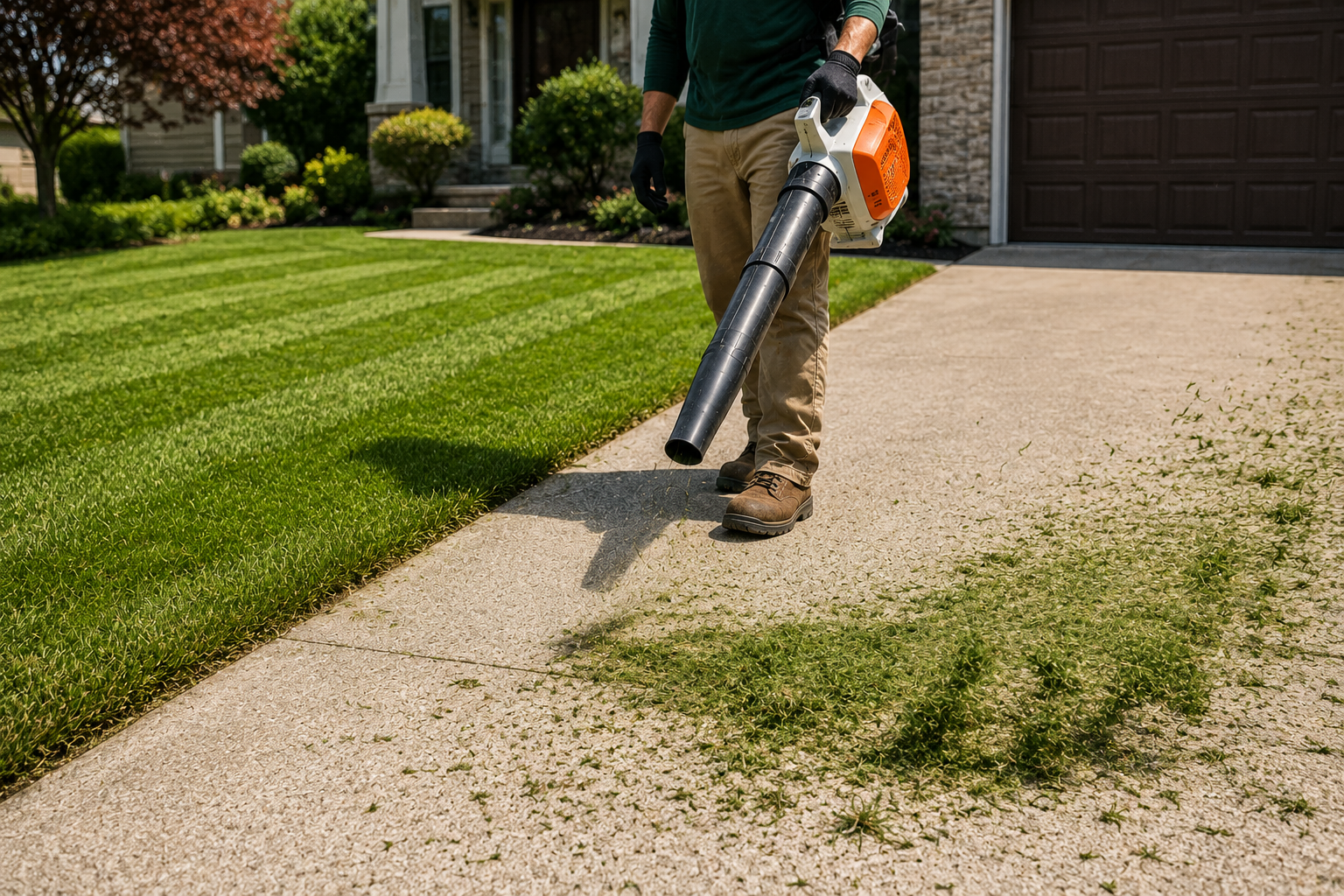 Driveway blowing and lawn cleanup in Braselton Georgia